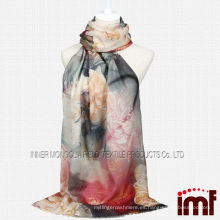 Peony Flora Impresión digital Mujer Regalo de Navidad Bufanda de lana Chal